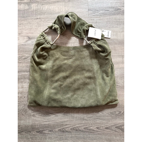 Free People Bobbi Slouch Suede Tote NWT Khaki Green Suede Oversized - Picture 6 of 7